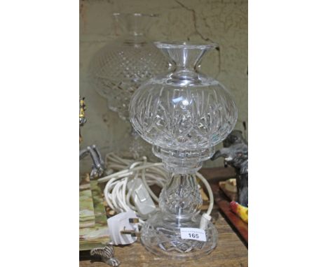 Two Waterford crystal electric lamps - oil lamp style. Condition - both lamps in good condition with no evidence of chips, cr