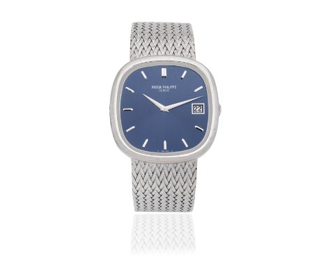 Patek Philippe. An 18K white gold automatic calendar bracelet watch with sigma dialModel: EllipseReference: 3604/2Date: Purch
