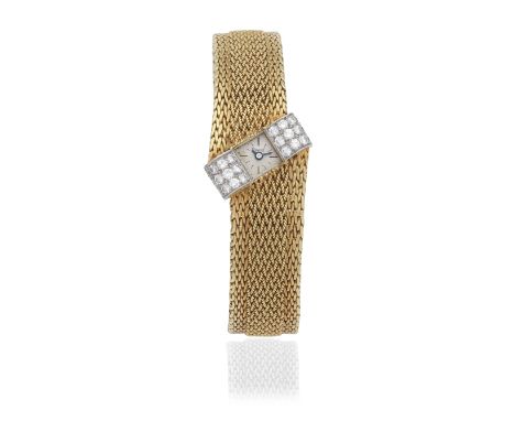Piaget. An 18K gold diamond set manual wind bracelet watchReference: 3141Date: Circa 1970Movement: Jewelled manual windDial: 