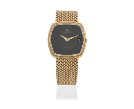 Jaeger-LeCoultre. An 18K gold automatic bracelet watch with onyx dialReference: 5000 21Date: Circa 1980Movement: 28-jewel Cal