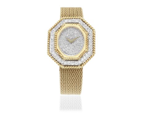 Chopard for Kutchinsky. An 18K gold and diamond set manual wind bracelet watchReference: 97567Date: London Import mark for 19