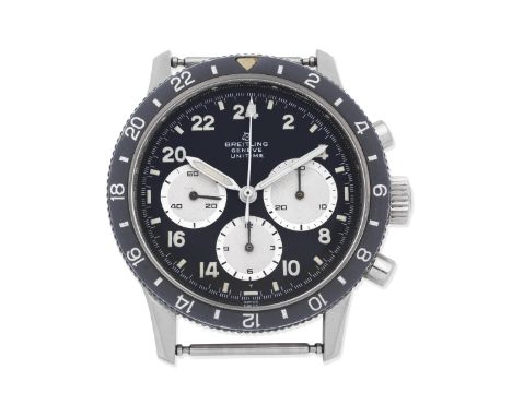 Breitling. A rare stainless steel manual wind chronograph wristwatch with 24 hour dialModel: UnitimeReference: 1765Date: Circ