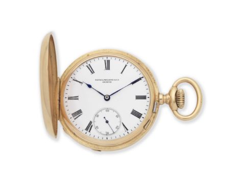 Patek, Philippe &amp; Co., Geneve. An 18K gold keyless wind full hunter pocket watchDate: Circa 1890Movement: Swiss moustache