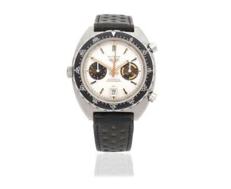 Heuer. A stainless steel automatic calendar chronograph wristwatchModel: Autavia 'White Orange Boy'Reference: 1163Date: Circa