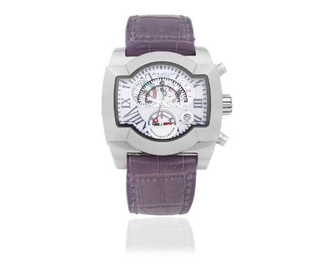 DeLaCour. A stainless steel quartz calendar chronograph wristwatch with mother of pearl dialModel: Saqra miniDate: Circa 2000