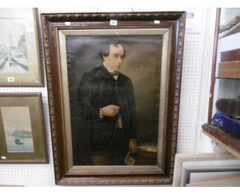 FRAMED OIL ON CANVAS PORTRAIT OF BENJAMIN DISRAELI A.F