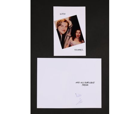 TITANIC (1997) - Two Leonardo DiCaprio and Kate Winslet Autographed "Thank You" CardsBidding for this lot will end on Thursda