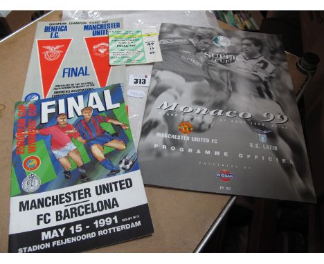 Manchester United Cup Final Programmes, 1968 European Cup plus ticket, 91 Cup Winners Cup, 99 Super Cup.
