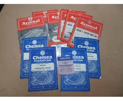 Chelsea Programmes, 54-5 v. Manchester United, Everton 53-4 v. Newcastle, Inter League at Stamford Bridge, 1967 F.A. Cup Tick