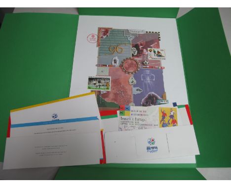 Euro '96 Denmark v. Portugal Hospitality Ticket, Event Card, Itinerary, limited edition print of 450.