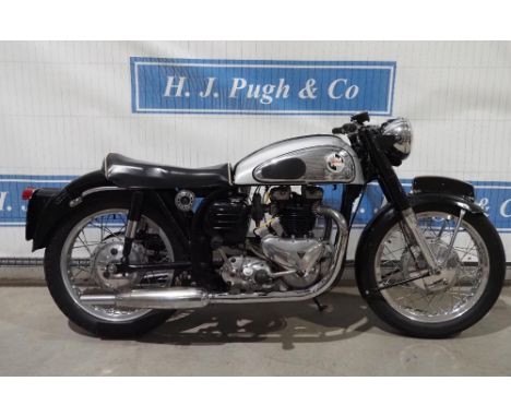 Norton Triton wideline motorcycle. 1956. 650cc. New Akront alloy rims. Been in smae family for long time. Comes with letter f