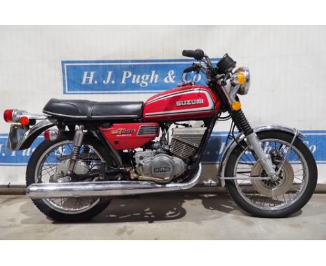 Suzuki GT250 motorcycle. 1973. 250cc Engine No. GT25030843. Frame No. 30617. Reg. FRA 986L. V5 