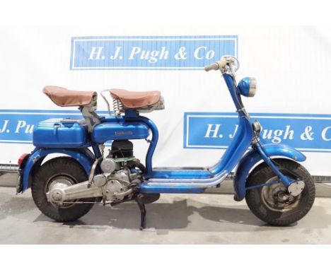 Lambretta Model D moped. 1952. 125cc. Runs &amp; rides. Matching engine and frame numbers. C/w letter of proof. Reg. PXS 268.