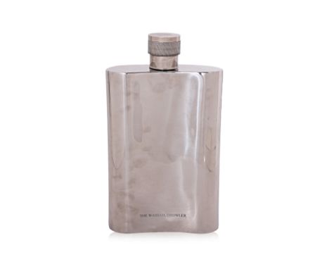 THE WASSAIL GROWLER OVERSIZED HIP FLASK
Stainless steel hip flask, inscribed 'THE WASSAIL GROWLER' to lower side, with felt b