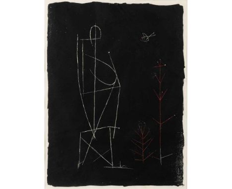 § Robert Adams (British 1917-1984) Untitled (Figure, Tree, Bird), 1949  aside from the edition of 20, lithograph with possibl