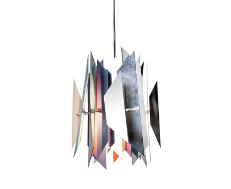 Simon P. Henningsen (Danish 1920-1974) for Lyfa 'Tivoli' Ceiling Light, design conceived 1962 chromium plated and painted met