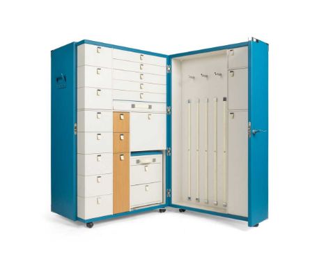 Andrée Putman (French 1925-2013) for Poltrona Frau Oceano Mobile Trunk, designed 2007 padded leather, chromed metal and woodD