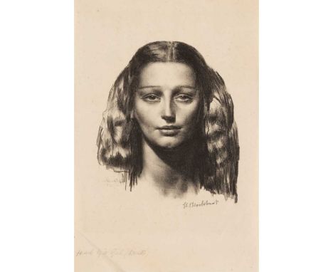 § Gerald Leslie Brockhurst (British 1890-1978) Head of a Girl (Dorette), 1942 (Fletcher L1)  signed in pencil (lower right), 