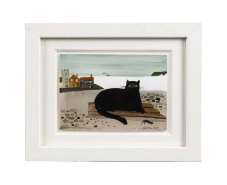 § Mary Fedden O.B.E., R.A., R.W.A. (British 1915-2012) Harbour Cat, 2005 (For RCA Secret)  watercolour on paper, laid on post