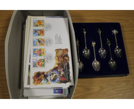 A QUANTITY OF FIRST DAY COVERS PLUS A SET OF SIX CORONATION SOUVENIR SPOONS