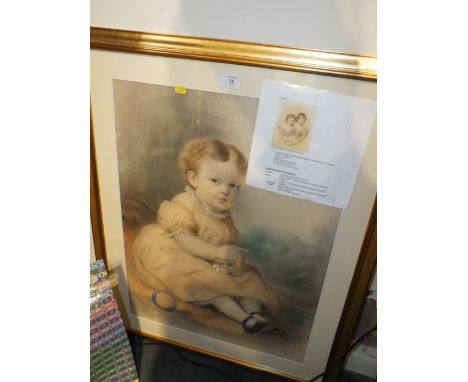 A FRAMED GLAZED PORTRAIT STUDY OF YOUNG CHILD IN GILT FRAME 