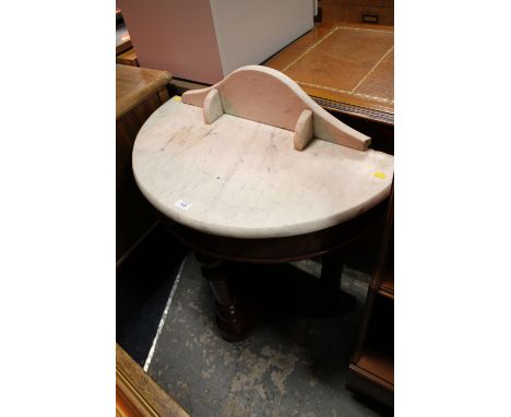 A VICTORIAN MAHOGANY MARBLE TOPPED CONSOLE TABLE W 73 CM