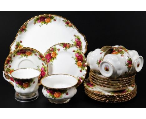 A Royal Albert Old Country Roses part tea service, to include serving plate, 26cm W, sugar bowl, cups, saucers, etc. (a quant