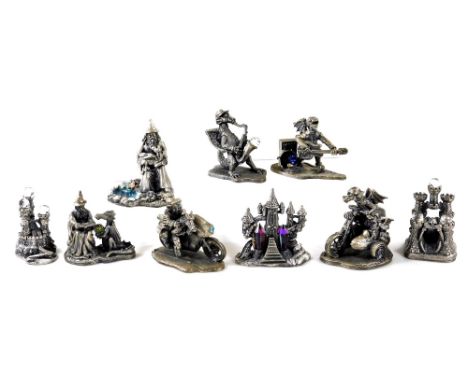 Various Myth and Magic type figures, to include The Dragon Gateway, Runelore metal figures, etc. (9, various dimensions)