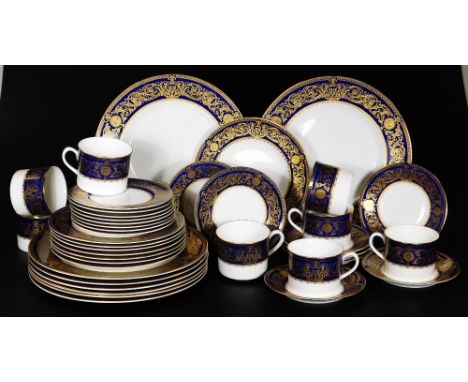 A Royal Worcester Sandringham pattern part dinner service, to include eight dinner plates, 26cm Dia. side plates, bread and b
