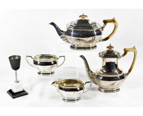 A 20thC silver plated four piece Empress part coffee and tea service, comprising of a coffee pot, 20cm H, teapot, two handled