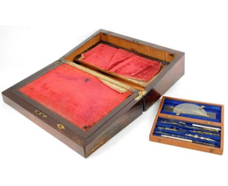 A 19thC rosewood writing slope, of rectangular form with vacant mother of pearl cartouche and part fitted interior, 13cm H, 4