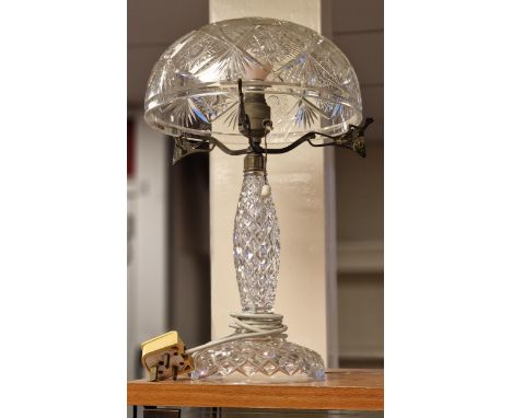 Vintage Crystal Lamp - possibly early Waterford, 43cm high