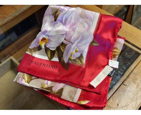 Valentino Ladies Designer Silk Scarf - 34 inches square