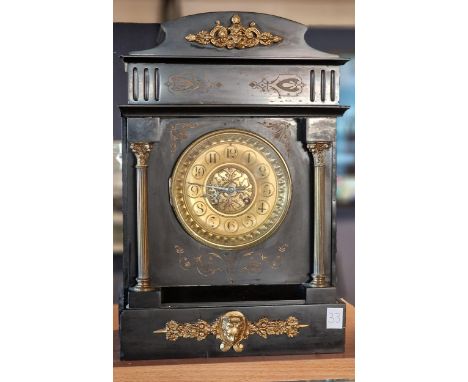 Vincenti Medaille French Antique Slate Mantel Clock - 16 inches high