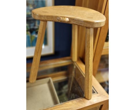 Mouseman Yorkshire Oak Three-Legged Stool - 45cm high