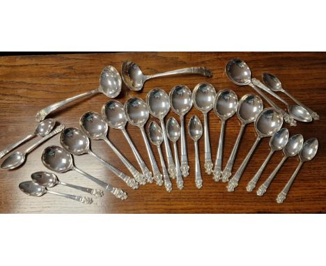 Silver Hallmarked Garrard &amp; Co of Sheffield Cutlery Spoons Service - 1.014kg