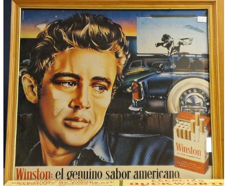 Winston Cigarettes Vintage James Dean Framed Advertising Poster - 25x23 inches