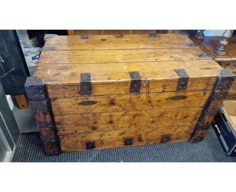 Antique Seaman's Travel Trunk Chest - 103.5x62 by 55cm high