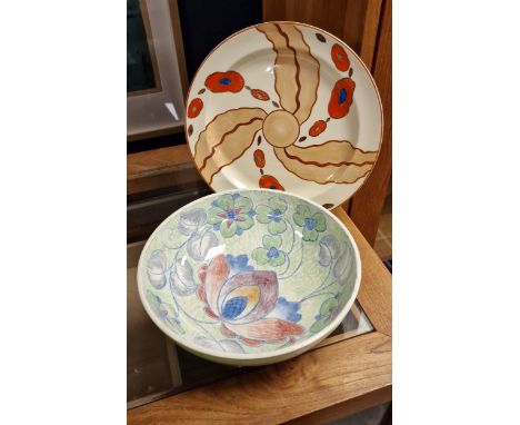 Clarice Cliff Style Burslem Plate + a Lovely Handpainted Midwinter Fruit Bowl