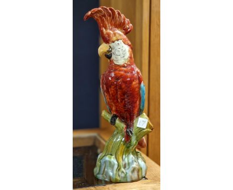 Antique Mintons Majolica Parrot Figure - AF &amp; 14 inches high