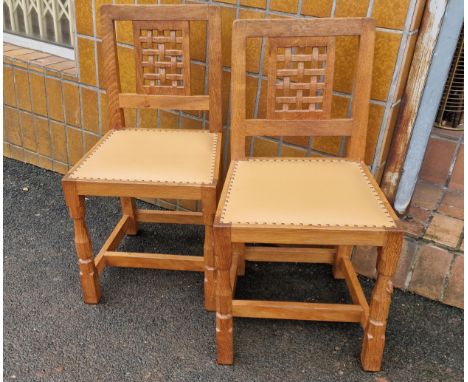 Mouseman Yorkshire Oak Pair of Dining Chairs