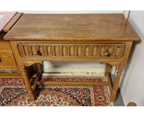 Vintage Warm Oak Single Drawer Console Table - 76cm high