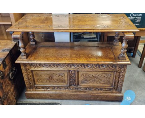Warm Oak Antique Monk's Bench - 105x48 by 78cm high
