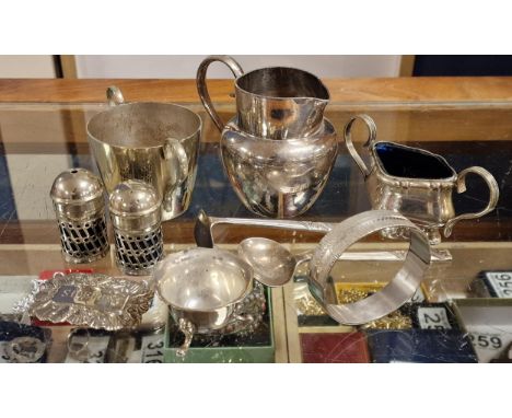 Various Antique Silver-Plated Pieces, plus a Sterling Silver Bangle (35.1g)