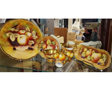 Coalport Fruits Handpainted Tea Service, all signed and w/excellent gilding - Royal Worcester interest