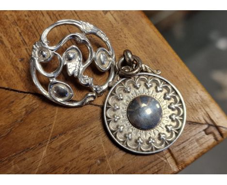 Antique Silver Pendant &amp; Brooch Pair inc Celtic Examples - 13.4g