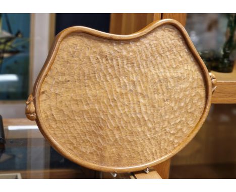 Mouseman Yorkshire Oak Kidney Serving Tray w/twin mice - 47cm across