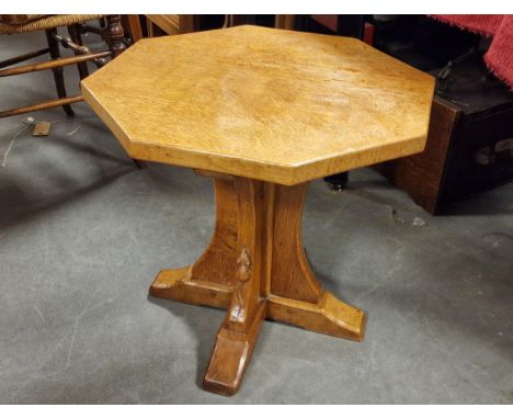 Mouseman Yorkshire late 50's/early 60's Octagonal Occasional Table - in VGC, 50cm diameter by 47cm high