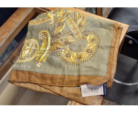 Versace Designer Shawl Neck Scarf - 84x26 inches square
