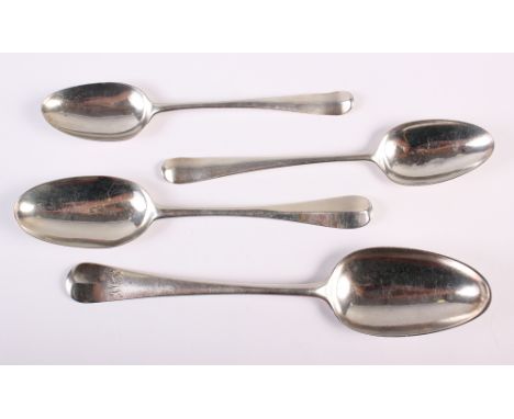 Four Georgian silver Hanover pattern spoons, various makers and dates, 5oz troy approxCondition:Hallmarks and initials rubbed